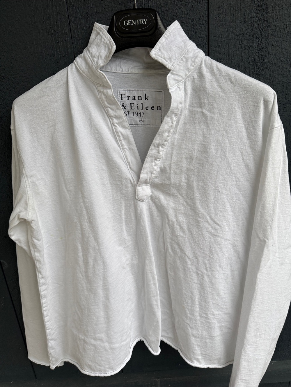 Frank & Eileen White Long-Sleeve Grandad Collar Shirt